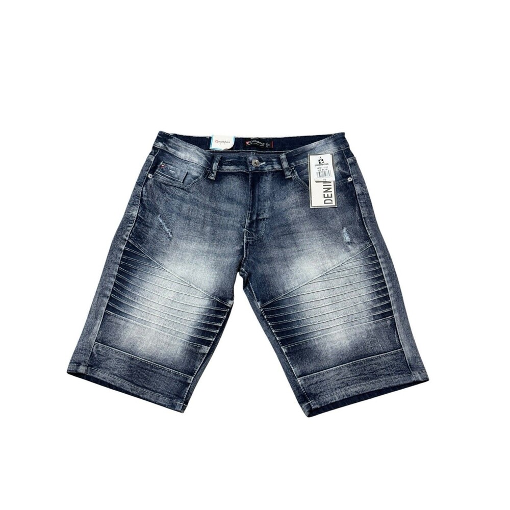 SouthPole Slim Fit Shorts Men Size 30 Slim Ice Blue Denim Distressed NWT